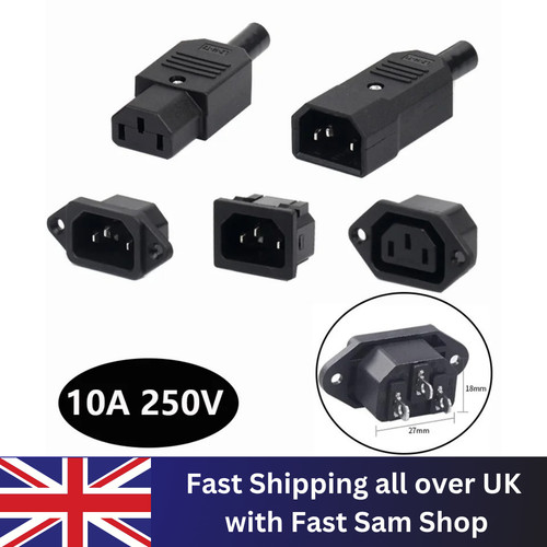 Iec320 10a 250v - 10a, black